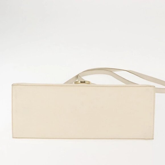 Salvatore Ferragamo Gancini Hand Bag Leather 2way White Gold Auth BA6323 - Picture 12 of 15